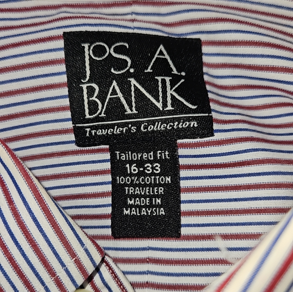 Jos A Bank Travelers Collection Tailored Fit 16-33 Men's Collar Button Down
